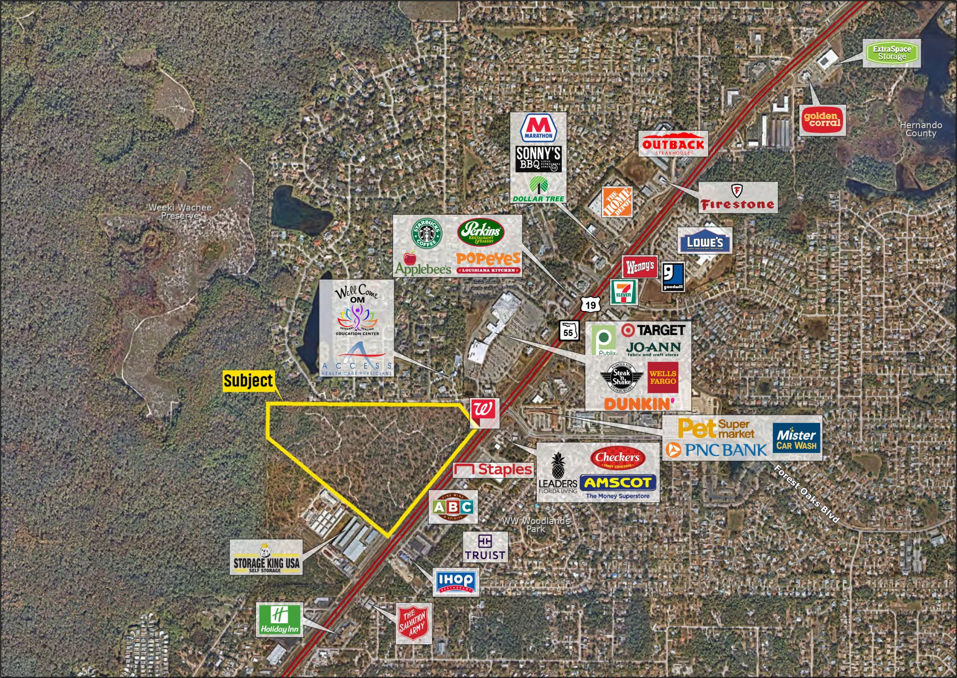 ±72 acres Vacant Land, U.S. 19/Commercial Way & Lake in the Woods Drive